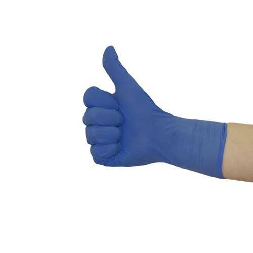 Перчатки повышенной длины и прочности латексные неопудренные, однократного хлорирования, текстурированные, синий