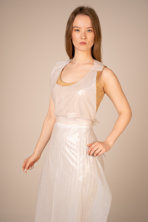 Фартук полиэтил., 75*130 см (Стандарт 20 мкм) (100 шт/уп, 1000 шт/кор) (6200, белый)