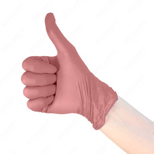 _9232А Перчатки  нитриловые, неопудр. текст. на пальцах, розовые  (100 шт./уп.)