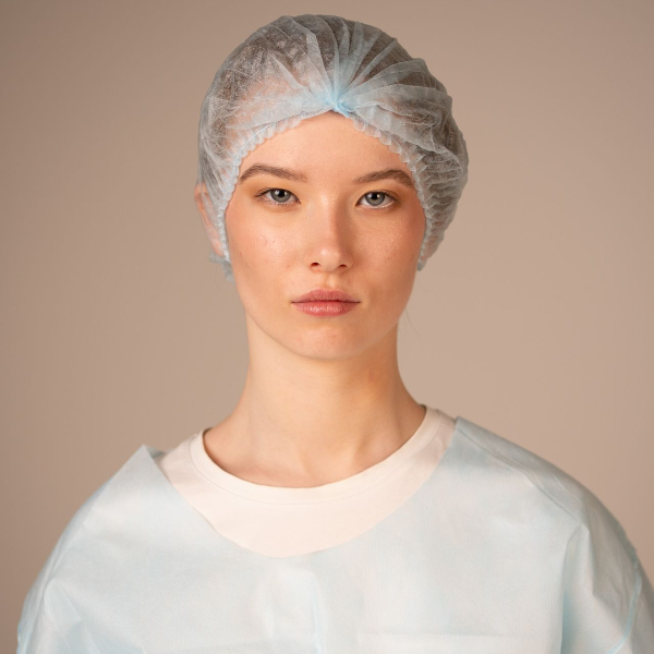 Шапочка-берет Шарлотта Премиум, 10 г/кв.м, 50 см, (100 шт/уп, 2000 шт/кор) (6988П, голубой)