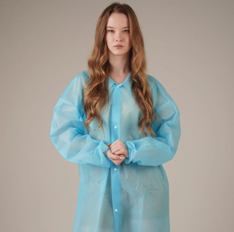 Халат медицинский на КНОПКАХ, 30 г/м2, XL (50 шт/кор) (6514, синий)