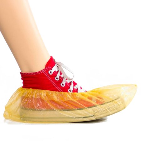 _6071 Бахилы глад Цельная резинка ЖЕЛТЫЕ 3,2 гр/пара До 03.2020 г.  (2 500 пар./кор.)