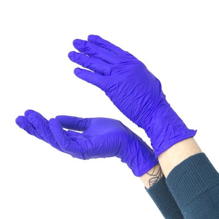 9377A Перчатки  немед.,нитрил, Albens, неопудр. текст. на пальцах, цвет кобальтовый (100 шт/уп)