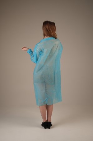 Халат медицинский на КНОПКАХ, 20 г/м2, XL (50 шт/кор) (6502, синий)
