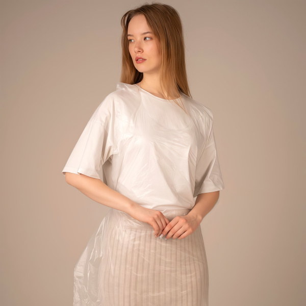 ПЭ фартуки одноразовые (9 мкм) 80*120 см (не медиц), Albens (100 шт/уп, 1000 шт/кор) (7205, белый)