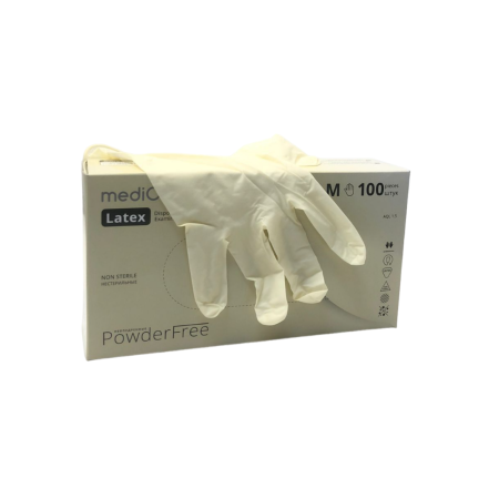 7035С Перчатки латексные мед смотровые неопудр, нестерильные (100 шт/уп, 1000 шт/кор
