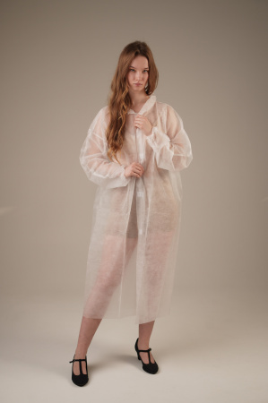 Халат медицинский на ЛИПУЧКАХ, 20 г/м2, XL (50 шт/кор) (6542, белый)