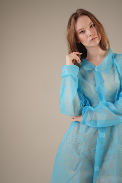 Халат медицинский на ЛИПУЧКАХ, 30 г/м2, XXL (50 шт/кор)