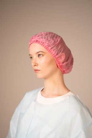 Шапочка-берет Шарлотта, 15 г/кв.м, 1-я резинка (125 шт/уп, 1000 шт/кор) (6863, розовый)