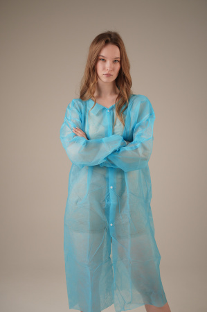 Халат медицинский на КНОПКАХ, 20 г/м2, XXXL (10 шт/уп; 50 шт/кор) (6517-10, синий)