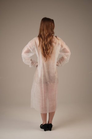 Халат медицинский на ЛИПУЧКАХ, 20 г/м2, XL (50 шт/кор) (6542, белый)