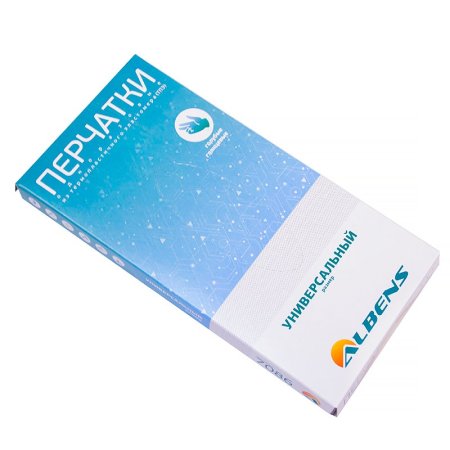 _7086 Перчатки TPE голубые, глянцевые, Albens (100 шт./уп., 2000 шт./кор.)