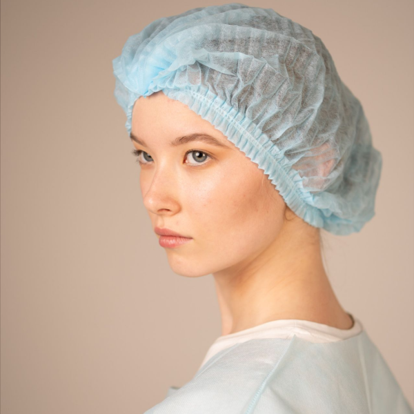 Шапочка-берет Шарлотта, 18 г/кв.м, 2-я резинка, диаметр 53 см (25 шт/уп, 1000 шт/кор)