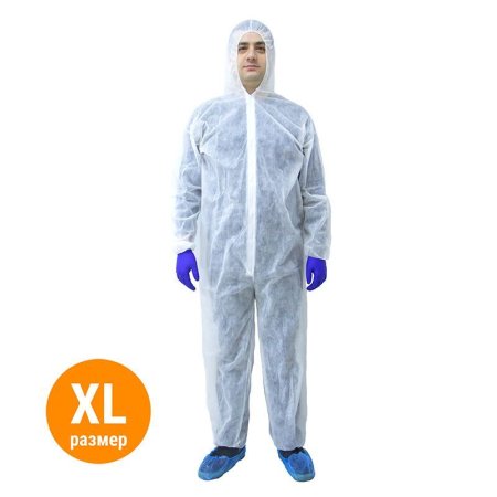 6552В Комбинезон одноразовый Каспер, белый, 30г/м2, р-р XL (50 шт)