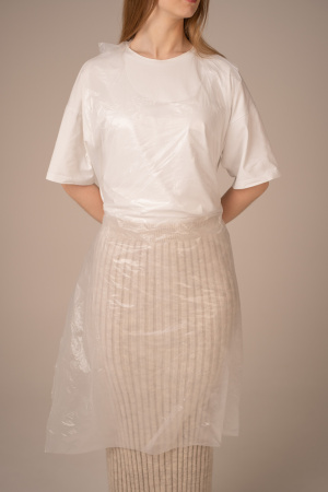 ПЭ фартуки одноразовые (9 мкм) 80*120 см (не медиц), Albens (100 шт/уп, 1000 шт/кор) (7205, белый)