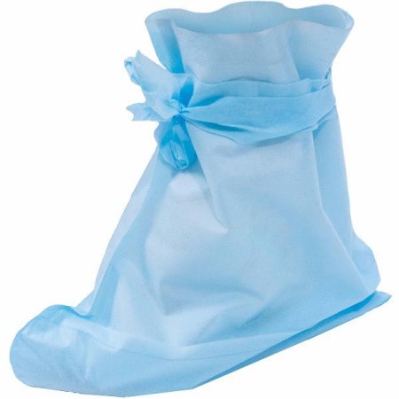 Бахилы нетканые высокие на завязках с двойной подошвой, 42 гр./м2, голубые