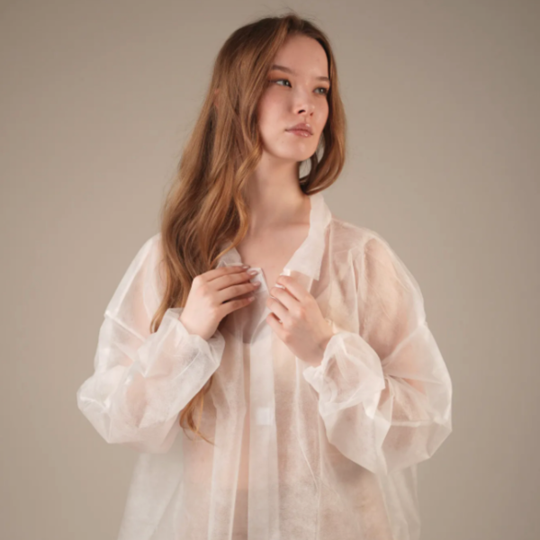 Халат медицинский на ЛИПУЧКАХ, 20 г/м2, XXL (50 шт/кор) (6543, белый)