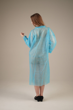 Халат медицинский на ЛИПУЧКАХ, 20 г/м2, XL (50 шт/кор) (6540, синий)