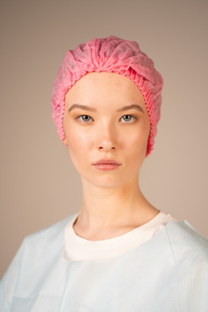 Шапочка-берет Шарлотта, 15 г/кв.м, 1-я резинка (125 шт/уп, 1000 шт/кор) (6863, розовый)
