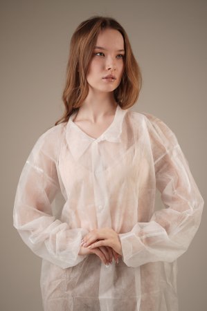 Халат медицинский на КНОПКАХ, 20 г/м2, XL (50 шт/кор) (6510, белый)