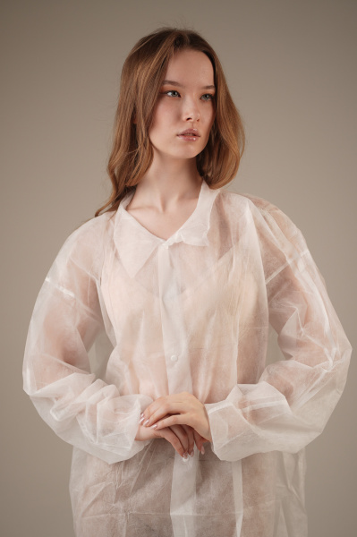 Халат медицинский на КНОПКАХ, 20 г/м2, XL (50 шт/кор) (6510, белый)