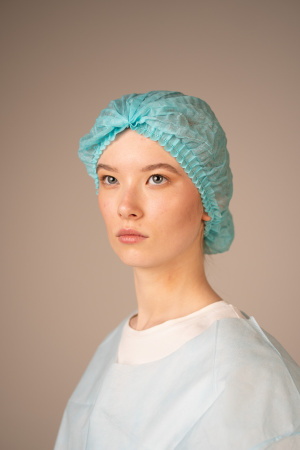 Шапочка-берет Шарлотта, 15 г/кв.м, 1-я резинка (125 шт/уп, 1000 шт/кор) (6864, бирюзовый)