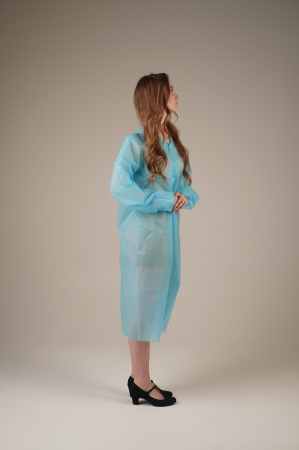 Халат медицинский на КНОПКАХ, 30 г/м2, XL (50 шт/кор) (6514, синий)