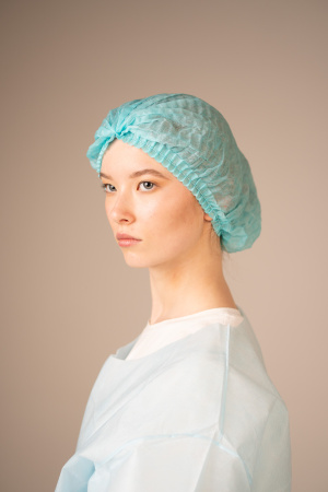 Шапочка-берет Шарлотта, 15 г/кв.м, 1-я резинка (125 шт/уп, 1000 шт/кор) (6864, бирюзовый)