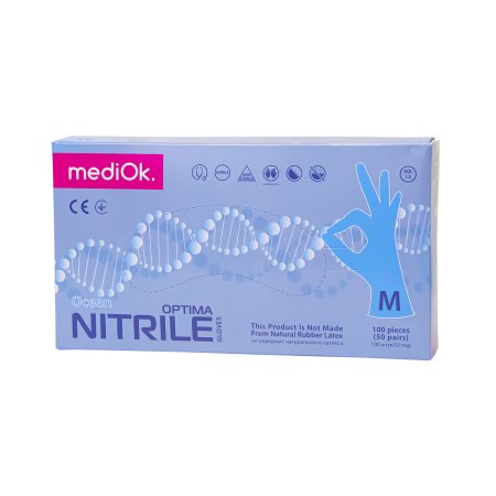 9234 Перчатки  нитриловые, неопудр. текст. на пальцах, голубые  (100 шт./уп.)