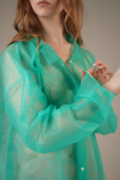 Халат медицинский на КНОПКАХ, 20 г/м2, XL (50 шт/кор) (6506, зеленый)