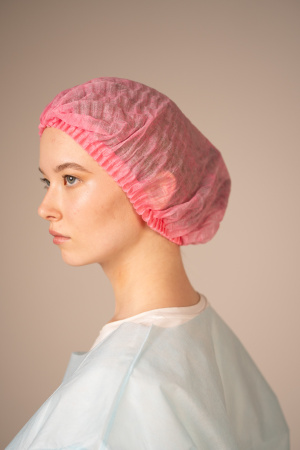 Шапочка-берет Шарлотта, 15 г/кв.м, 1-я резинка (125 шт/уп, 1000 шт/кор) (6863, розовый)