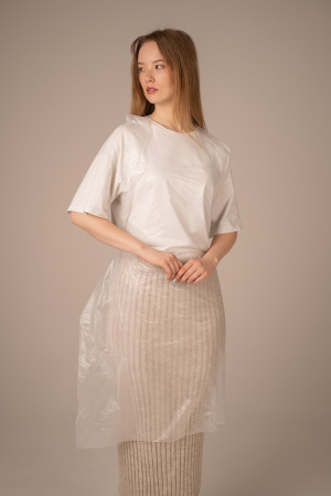 ПЭ фартуки одноразовые (9 мкм) 80*120 см (не медиц), Albens (100 шт/уп, 1000 шт/кор) (7205, белый)