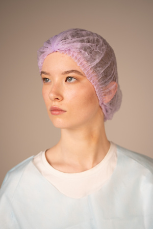 Шапочка-берет Шарлотта, 10 г/кв.м, 50 см, (100 шт/уп, 1000 шт/кор) (6985, сиреневый)