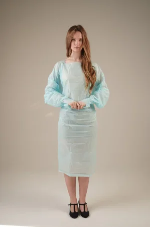 Фартук-халат хлорполиэтил. 0,018 мм, 120*195 см (не медиц.) (10 шт/уп; 100 шт/кор)