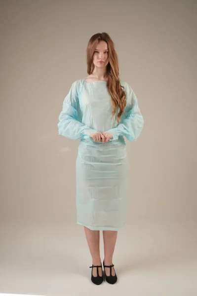 Фартук-халат хлорполиэтил. 0,018 мм, 120*195 см (не медиц.) (10 шт/уп; 100 шт/кор)