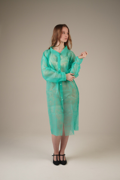 Халат медицинский на КНОПКАХ, 20 г/м2, XL (50 шт/кор) (6506, зеленый)