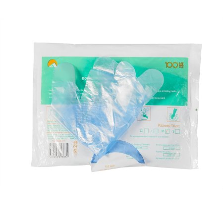 6308 Перчатки полиэт. голубые, текст.  L