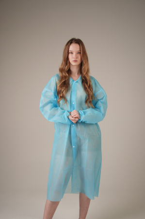 Халат медицинский на КНОПКАХ, 30 г/м2, XL (50 шт/кор) (6514, синий)