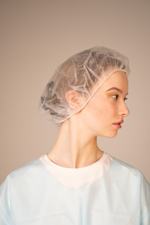 Шапочка-берет, 12г/кв.м (100 шт/уп, 1000 шт/кор) (6722A, белый)