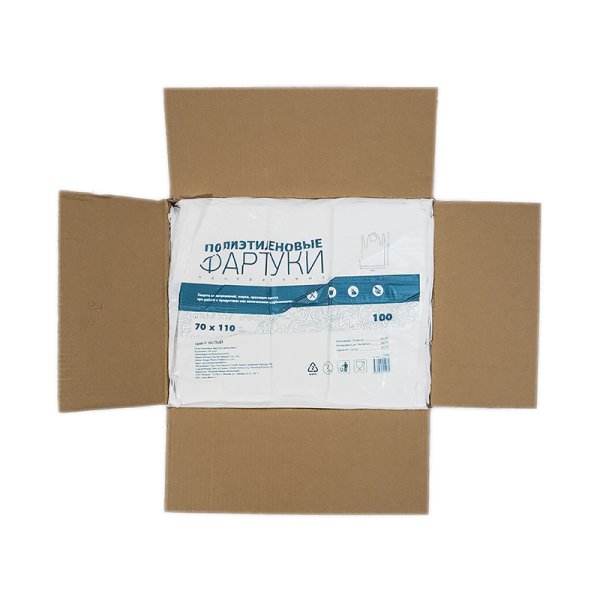 ПЭ фартуки одноразовые (9 мкм) 70*110 см (не медиц), Albens (100 шт/уп, 1000 шт/кор)