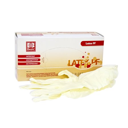 Перчатки латекс. смотровые, неопудрен. текстурированные Basic(100 шт/упак; 1000 шт/кор)