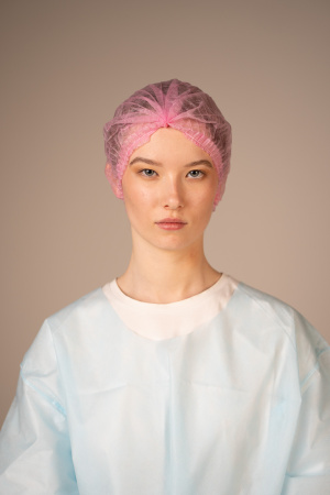 Шапочка-берет Шарлотта, 10 г/кв.м, 50 см, (100 шт/уп, 1000 шт/кор) (6987, розовый)