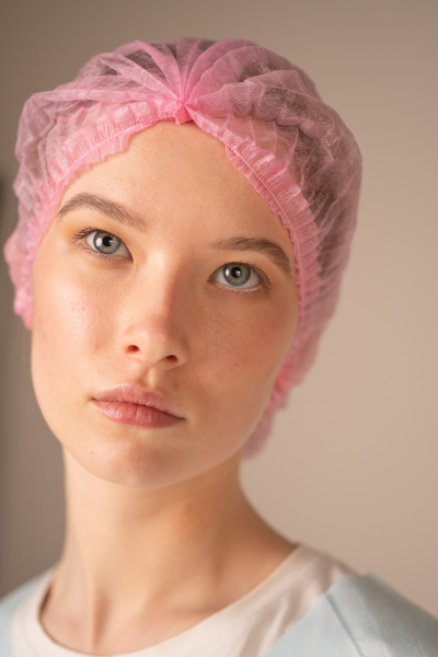 Шапочка-берет Шарлотта, 10 г/кв.м, 50 см, (100 шт/уп, 1000 шт/кор) (6987, розовый)