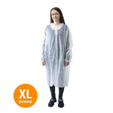 B - Халат одноразовый "Визитер" на кнопках, 20 г/м2, XL (50 шт/кор)