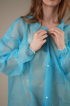 Халат медицинский на КНОПКАХ, 20 г/м2, XL (50 шт/кор) (6502, синий)