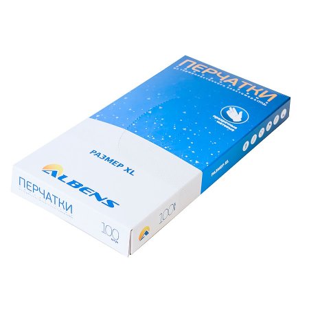 7080W Перчатки TPE прозрачные, Albens (100 шт./уп.,2000 шт./кор.)