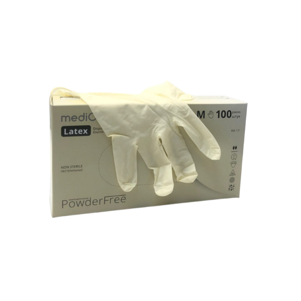 7035С Перчатки латексные мед смотровые неопудр, нестерильные (100 шт/уп, 1000 шт/кор