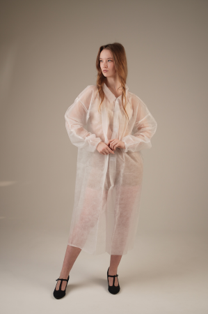Халат медицинский на ЛИПУЧКАХ, 20 г/м2, XXL (50 шт/кор) (6543, белый)