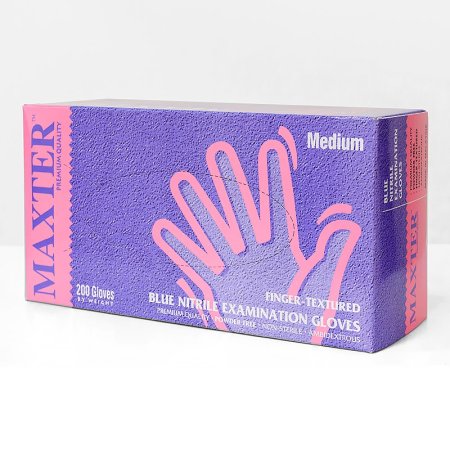 9889B Перчатки нитриловые, Maxter, неопудр. текст. на пальцах, синий (200 шт./уп.)