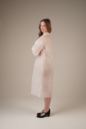 Халат медицинский на КНОПКАХ, 30 г/м2, XL (50 шт/кор) (6522, белый)